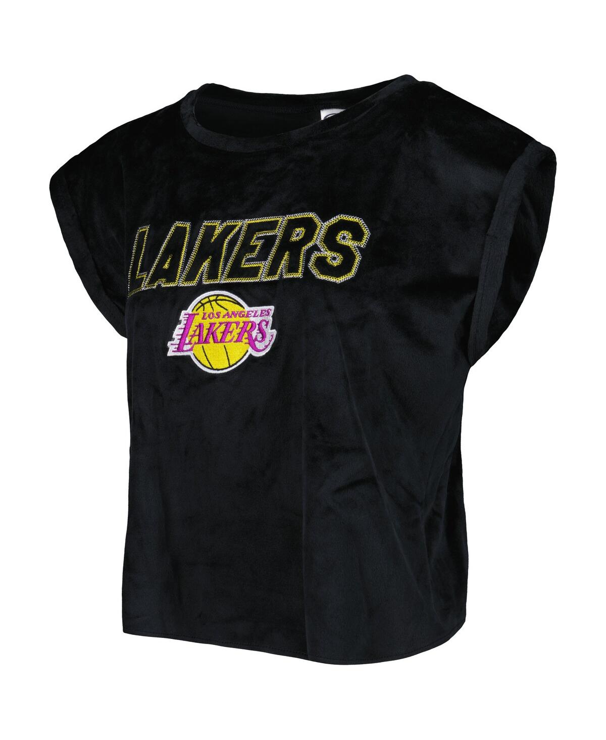 Concepts Sport Women's  Black Los Angeles Lakers Intermission T-shirt And Shorts Sleep Set In Black