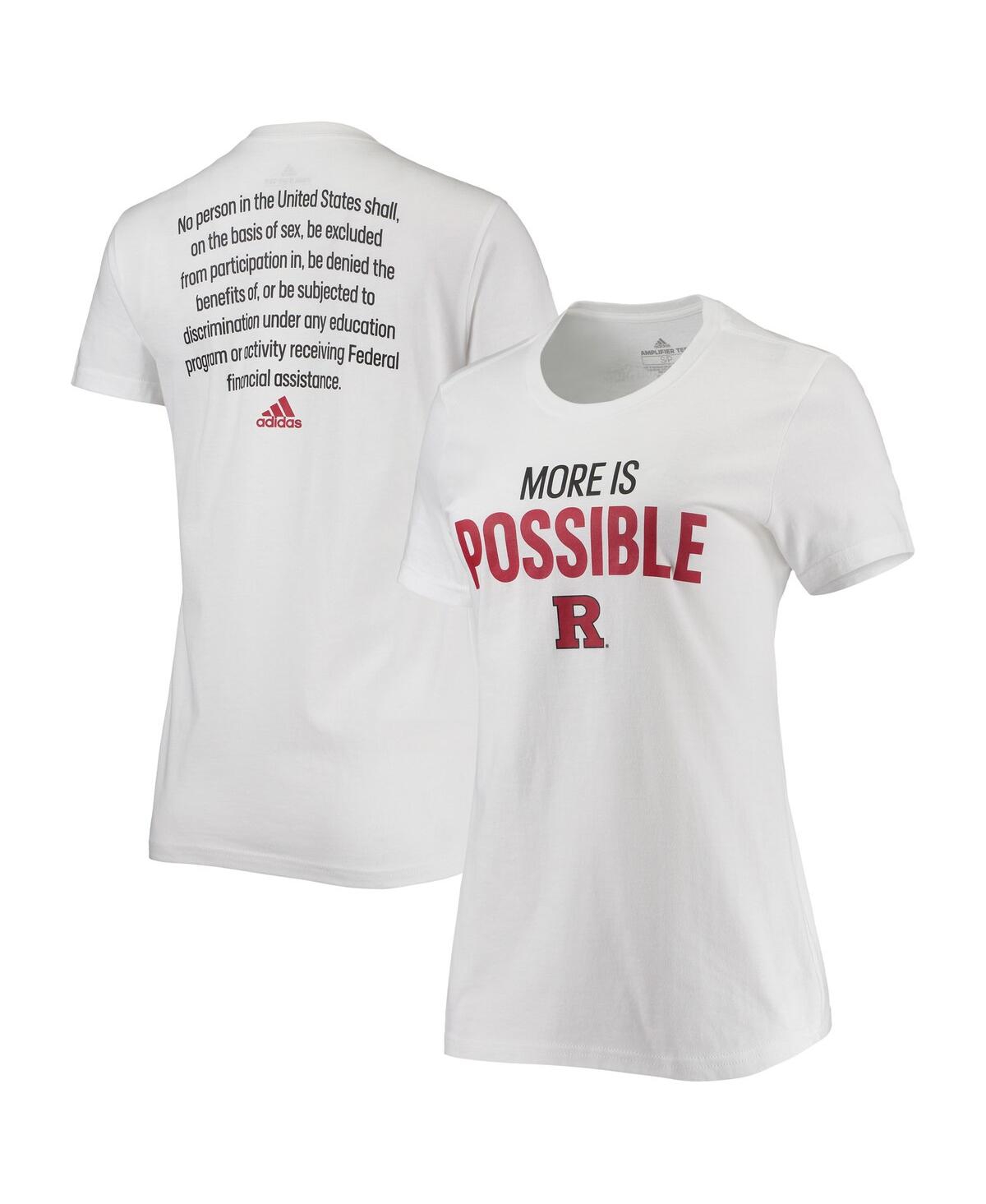 Shop Adidas Originals Women's Adidas White Rutgers Scarlet Knights More Is Possible T-shirt