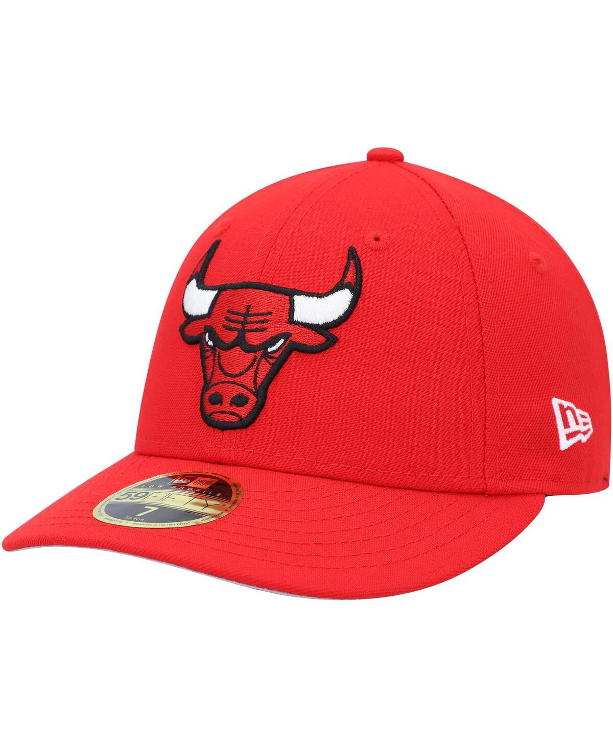 Shop New Era Men's  Red Chicago Bulls Team Low Profile 59fifty Fitted Hat