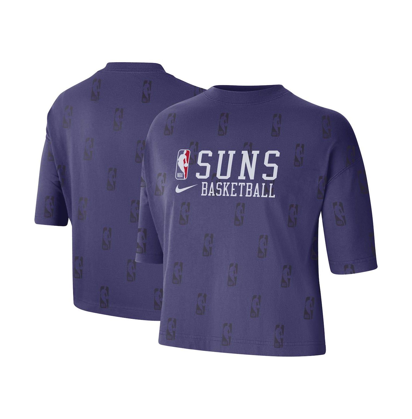 Женская футболка Nike Purple Phoenix Suns Allover NBA Logo Boxy — фото 1
