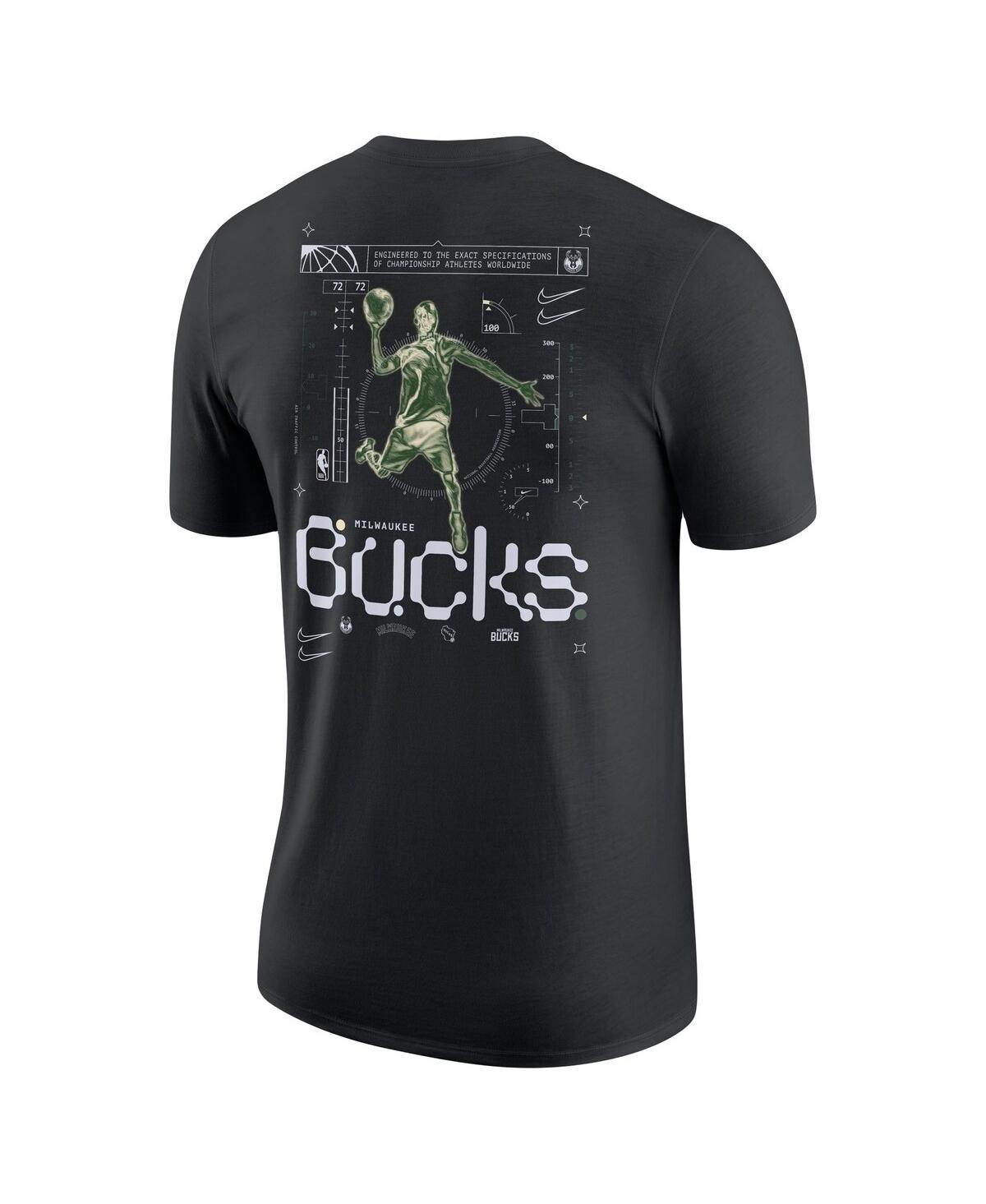Shop Nike Men's  Black Milwaukee Bucks Courtside Air Traffic Control Max90 T-shirt