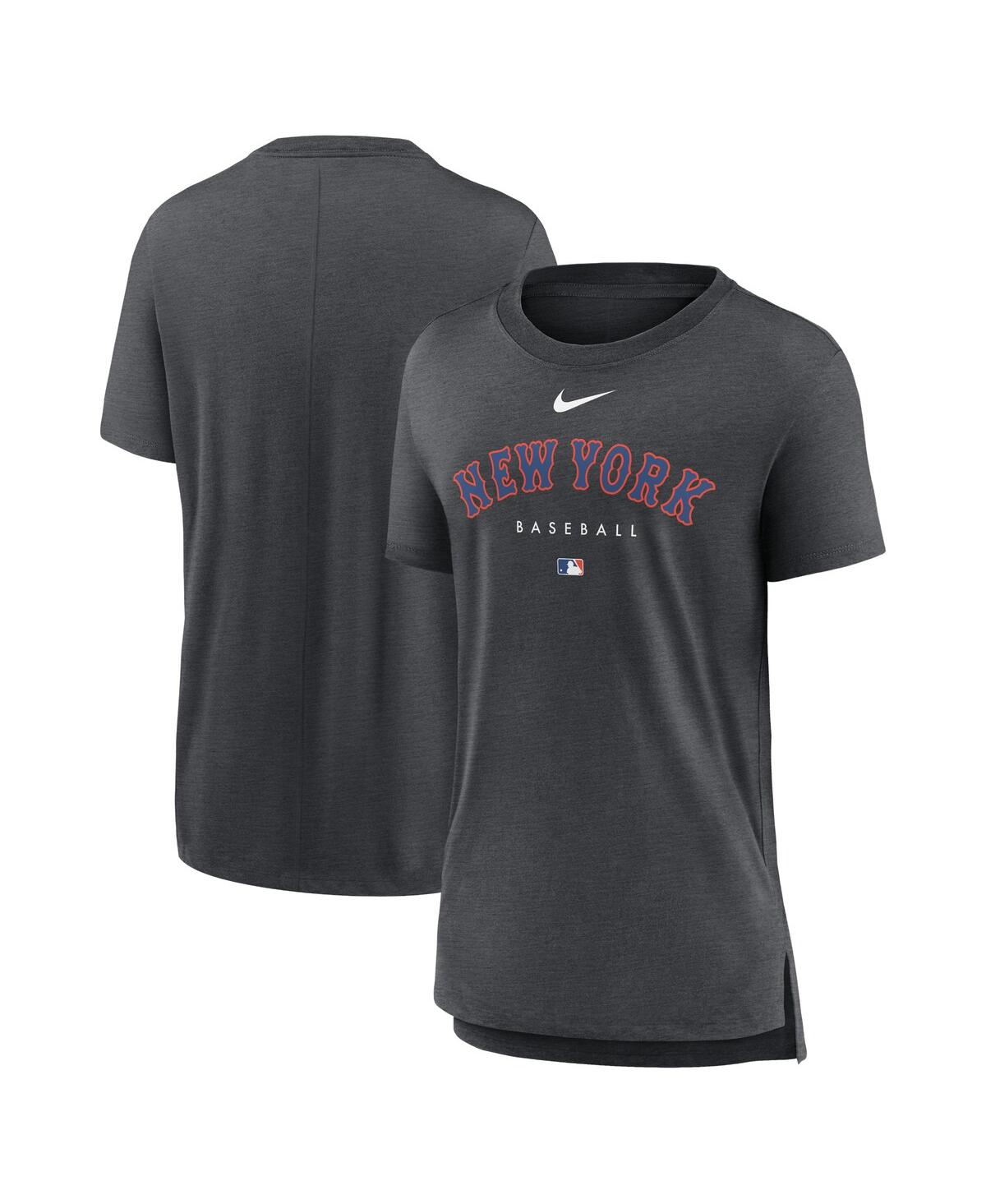 Nike Women's  Heather Charcoal New York Yankees Authentic Collection Early Work Tri-blend T-shirt In Heather Charcoal