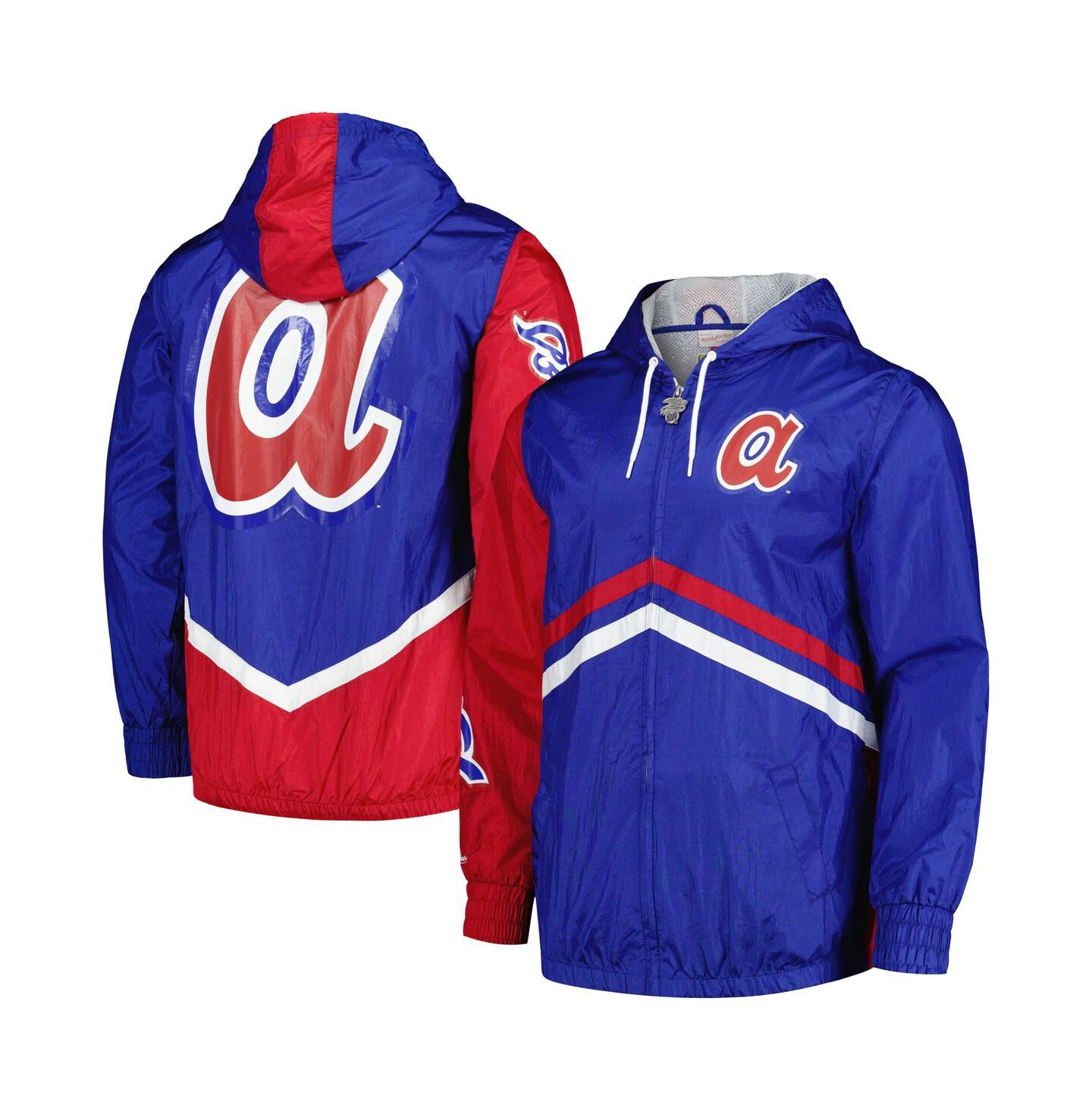 Мужские худи Mitchell & Ness Royal Atlanta Braves Undeniable Full-Zip Windbreaker Jacket — фото 1
