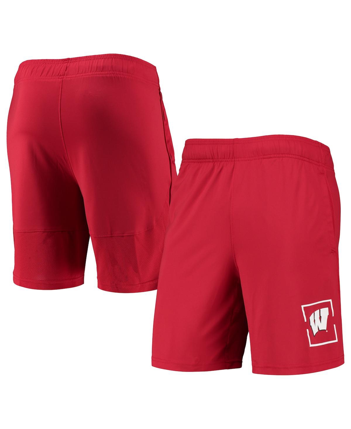 UNDER ARMOUR MEN'S UNDER ARMOUR RED WISCONSIN BADGERS MESH RAID PERFORMANCE SHORTS