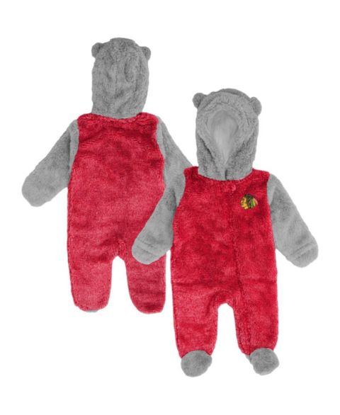 Outerstuff Newborn and Infant Boys and Girls Red Chicago Blackhawks Game Nap Teddy Fleece Bunting Full-Zip Sleeper