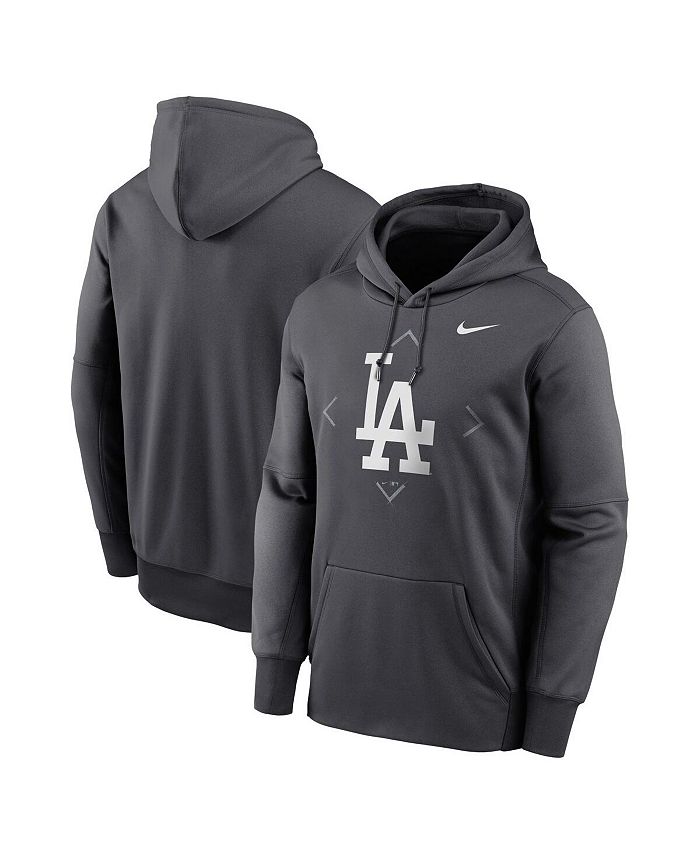 Men's Nike Anthracite Los Angeles Dodgers Bracket Icon Performance Pullover Hoodie Size: Medium
