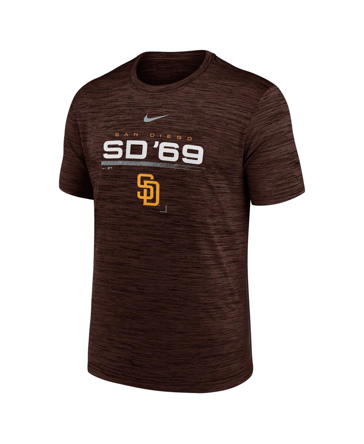 Shop Nike Men's  Brown San Diego Padres Wordmark Velocity Performance T-shirt