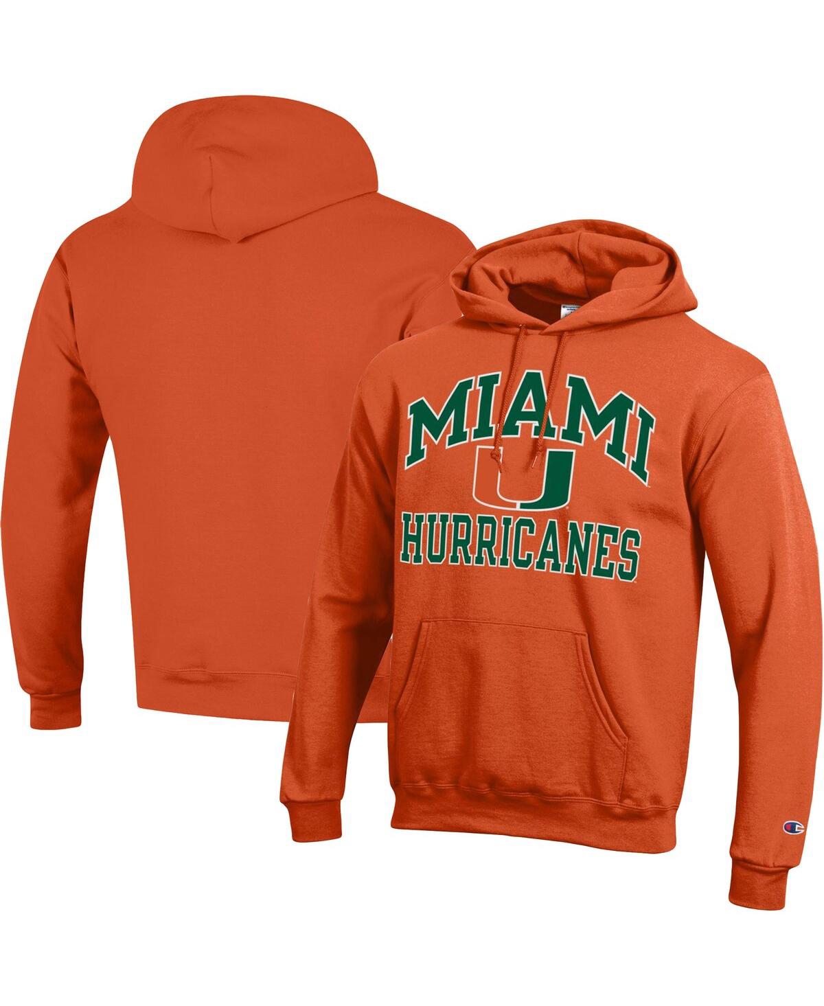 Champion Men's  Orange Miami Hurricanes High Motor Pullover Hoodie In Orange