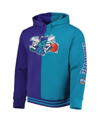 Men's Purple, Teal New Orleans Hornets Big and Tall Hardwood Classics Split Pullover Hoodie