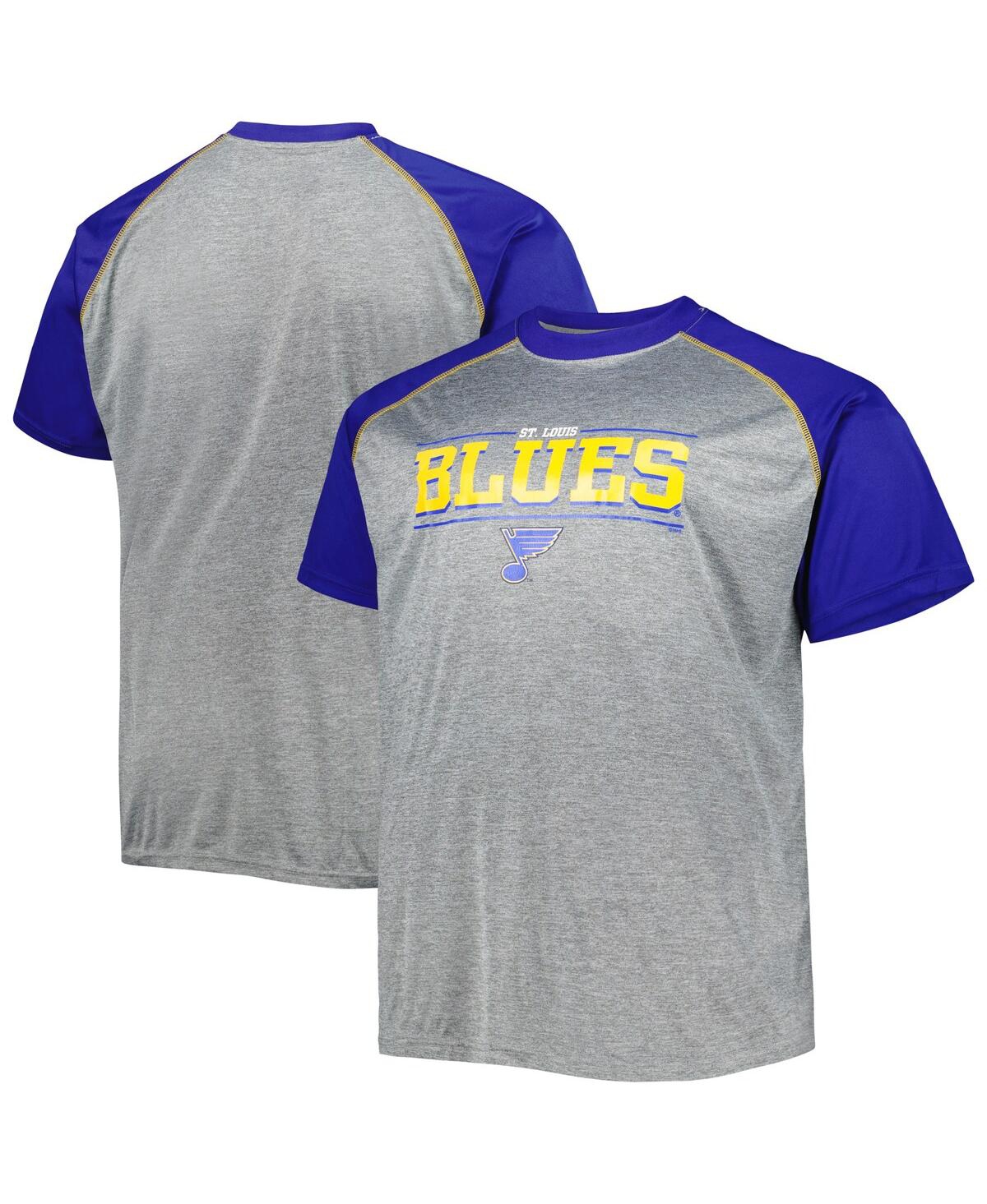 Shop Profile Men's Heather Gray St. Louis Blues Big And Tall Logo Raglan T-shirt