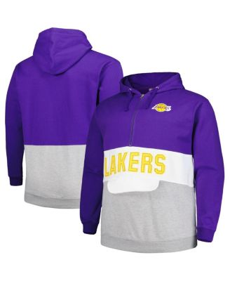 Men's Purple Los Angeles Lakers Big and Tall Anorak Half-Zip Hoodie