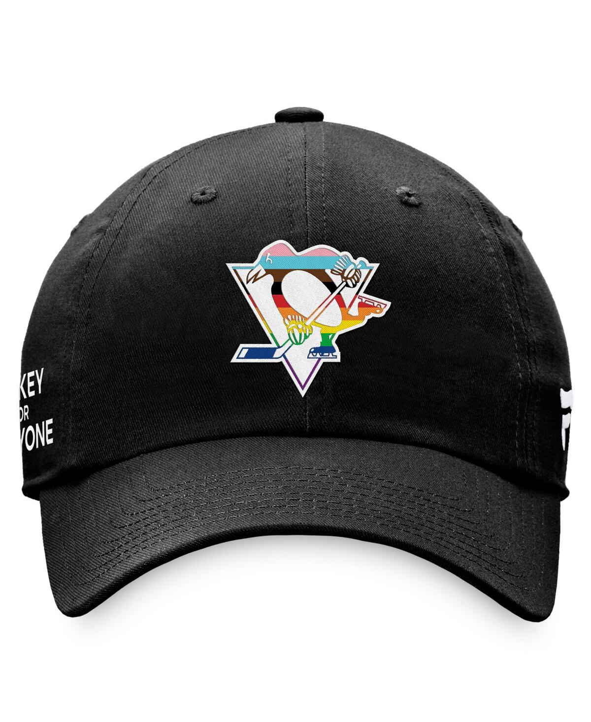 Shop Fanatics Men's  Black Pittsburgh Penguins Team Logo Pride Adjustable Hat