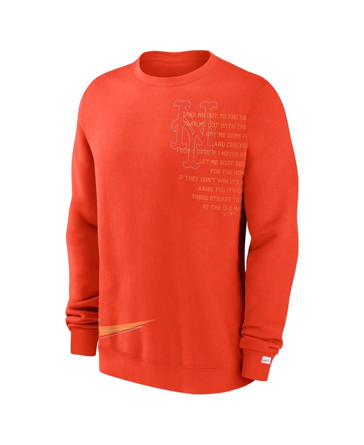 Shop Nike Men's  Orange New York Mets Statement Ball Game Fleece Pullover Sweatshirt