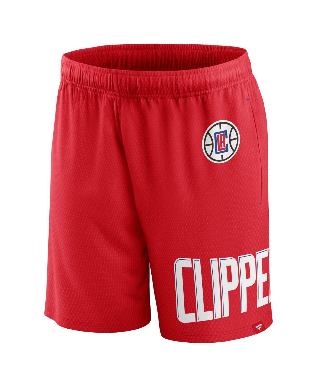Shop Fanatics Men's  Red La Clippers Free Throw Mesh Shorts