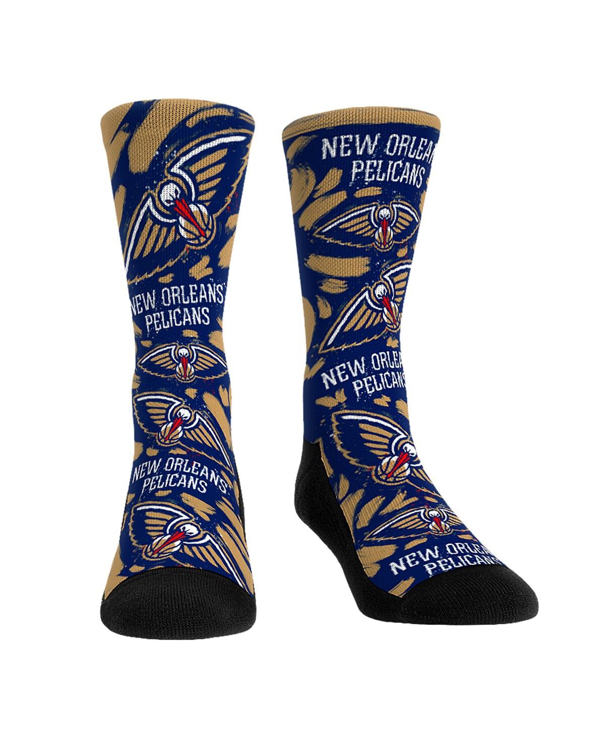Rock 'em Men's And Women's  Socks New Orleans Pelicans Allover Logo And Paint Crew Socks In Multi