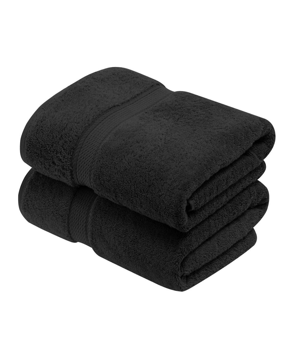 Superior Highly Absorbent Egyptian Cotton 2-piece Ultra Plush Solid Bath Towel Set Bedding In Black