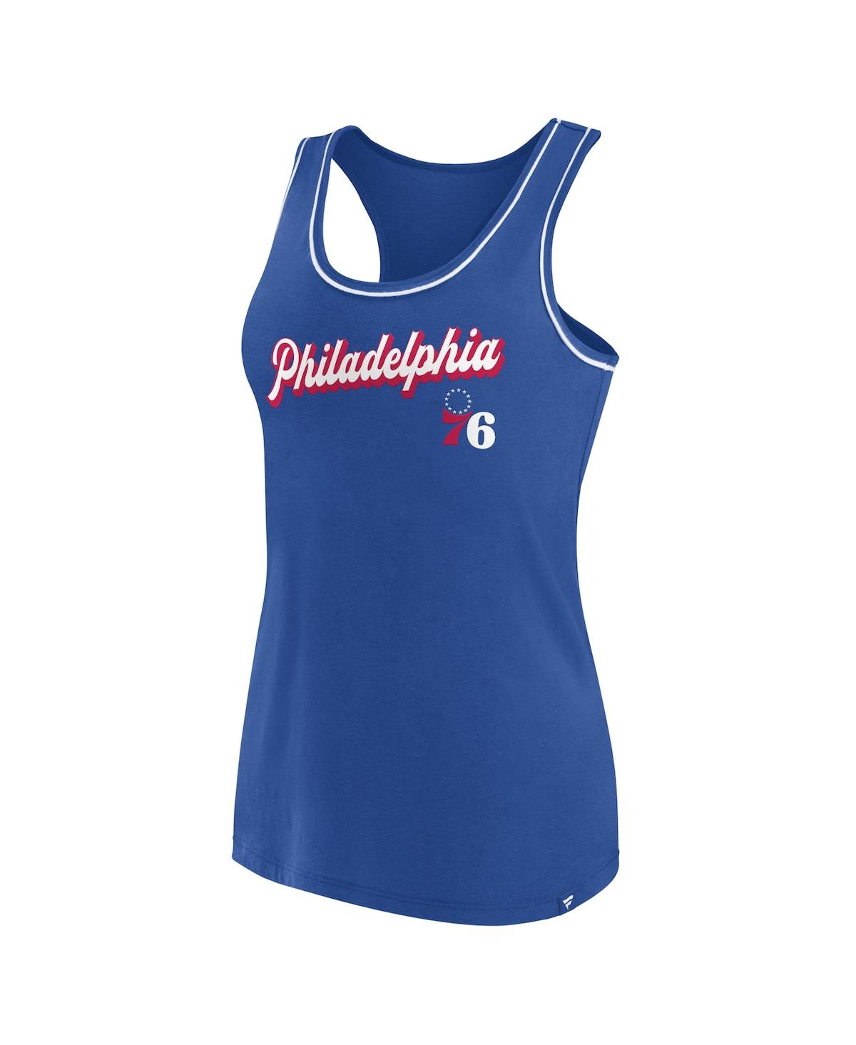 Fanatics Branded Royal Philadelphia 76ers Wordmark Logo Racerback Tank Top In Royal
