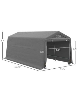 20&#39; x 10&#39; Carport Portable Garage, Heavy Duty Storage Tent, Patio Storage Shelter w/ Anti-UV PE Cover and Double Zipper Doors, for Motorcycle Bike Garden Tools