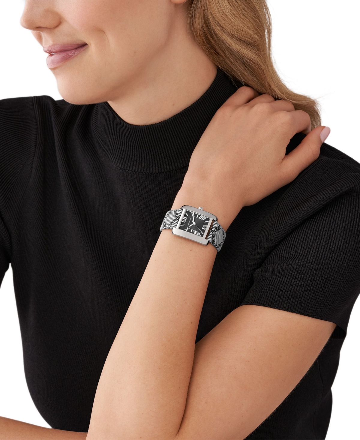 Shop Michael Kors Women's Emery Quartz Three-hand Black Empire Jacquard Watch 33mm