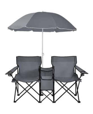 Folding Picnic Double Chair W/Umbrella Table Cooler Beach