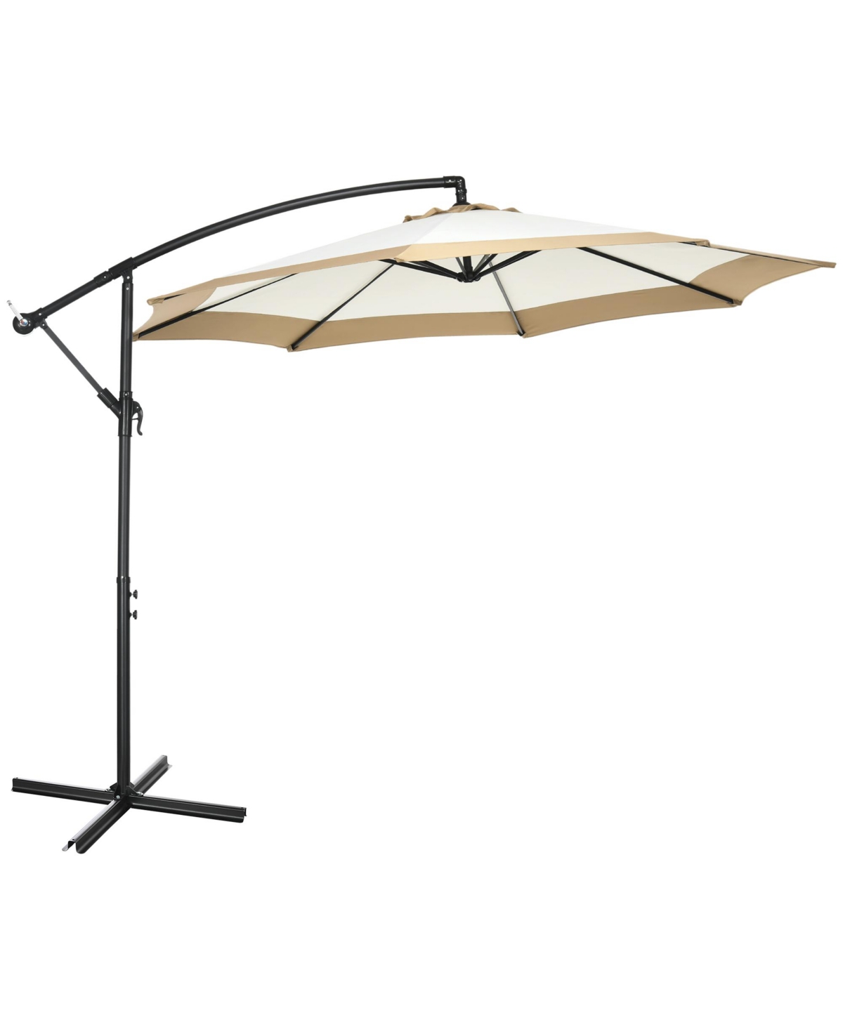 10FT Cantilever Umbrella, Offset Patio Umbrella with Crank and Cross Base for Deck, Backyard, Pool and Garden, Hanging Umbrellas, Tan - Tan