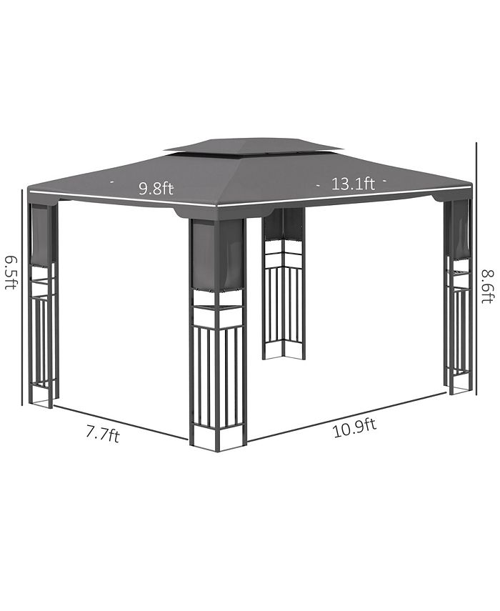 Outsunny 13' x 10' Patio Gazebo Outdoor Canopy Shelter with Double