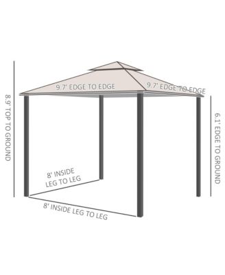 10' x 10' Patio Gazebo with Mesh Sidewalls & 2-Teir Canopy,