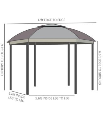 12' x 12' Round Outdoor Patio Gazebo Canopy with 2-Tier Roof,