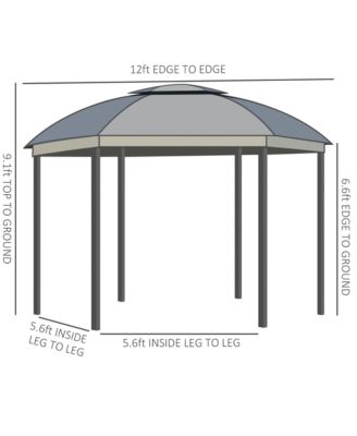 12' x 12' Round Outdoor Patio Gazebo Canopy with 2-Tier Roof,