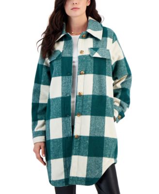 CoffeeShop - Juniors' Long-Sleeve Plaid-Print Shacket
