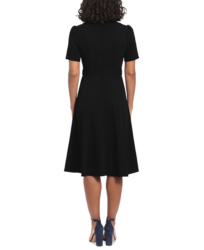 London Times Women's PuffSleeve TabDetail Fit & Flare Dress Macy's