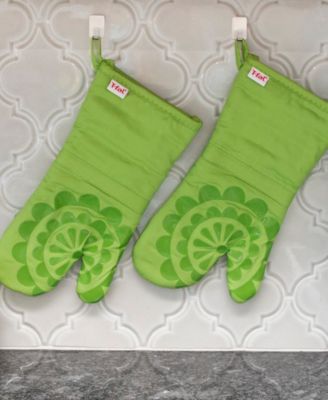 Medallion Print Silicone and Cotton Twill Oven Mitt, Set of 2