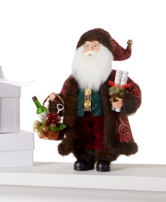 Holiday Lane - 12" White Wine Santa Figure