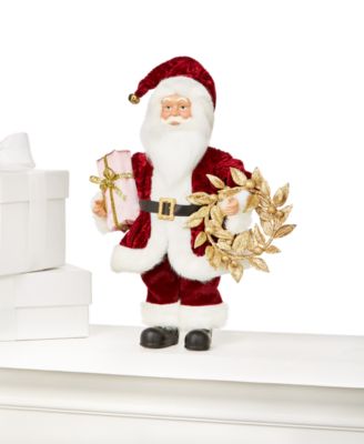 Holiday Lane - Burgundy and Blush 12"H White Standing Santa