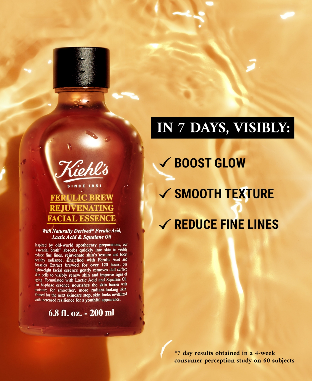 Kiehl's Since 1851 Ferulic Brew Rejuvenating Facial Essence, 200 ml In No Color