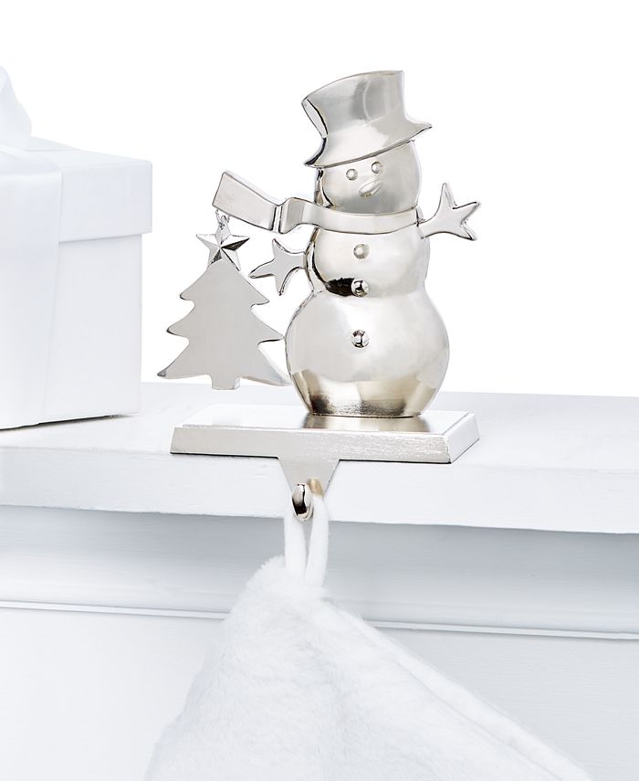 Holiday Lane Northern Lights SilverTone Iron Snowman Stocking Holder