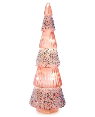 Holiday Lane - Shimmer and Light 12" Large Glass Pink Tree With LED