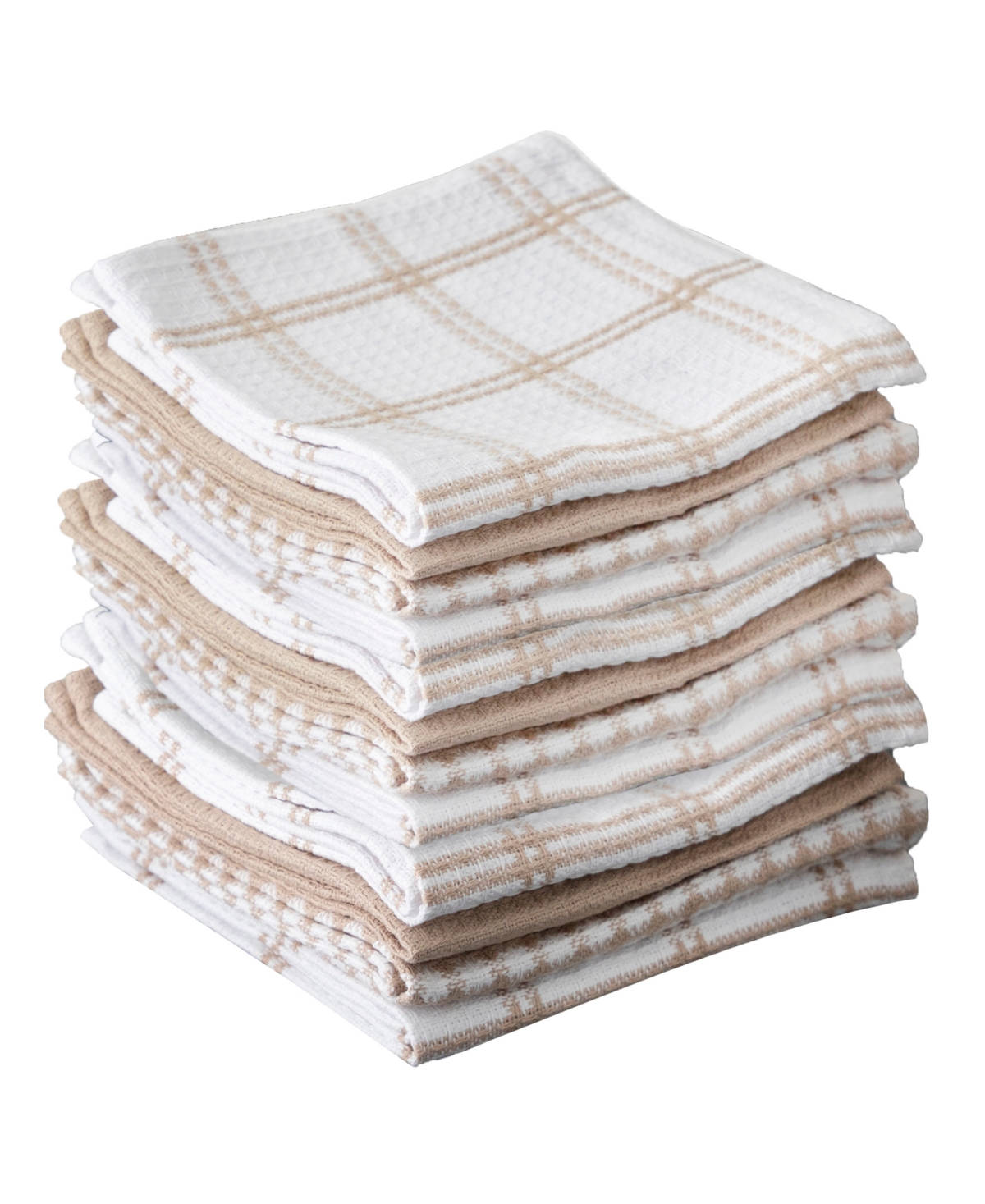 Coordinating Flat Waffle Weave Dish Cloth, Set of 12 - Neutral