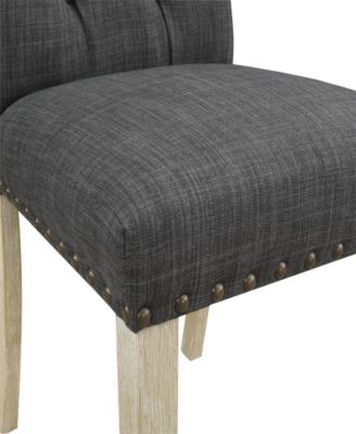 Preston Dining Chair 2-Pack with Antique-like Bronze Nailheads and Brushed Legs in Fabric