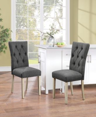 Preston Dining Chair 2-Pack with Antique-like Bronze Nailheads and Brushed Legs in Fabric