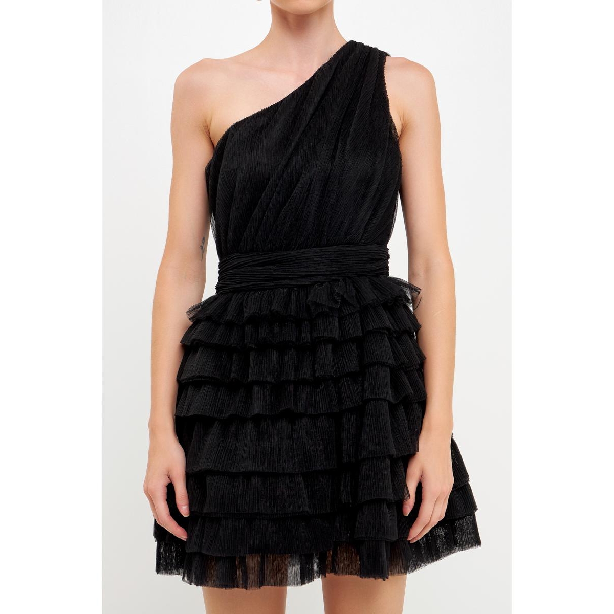 Shop Endless Rose Women's Tiered Tulle Mini Dress In Black