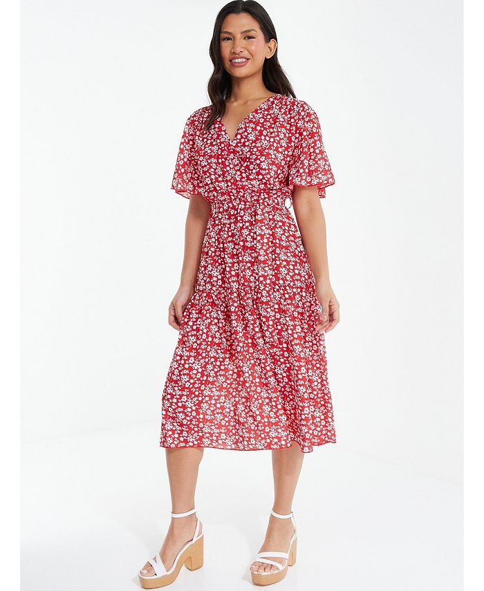 QUIZ Women's Ditsy Print Tiered Midi Dress - Macy's
