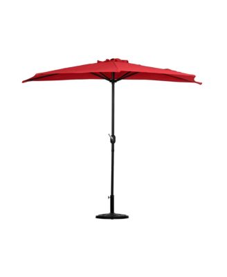 9 Ft Outdoor Patio Half Market Umbrella with Half Base Set