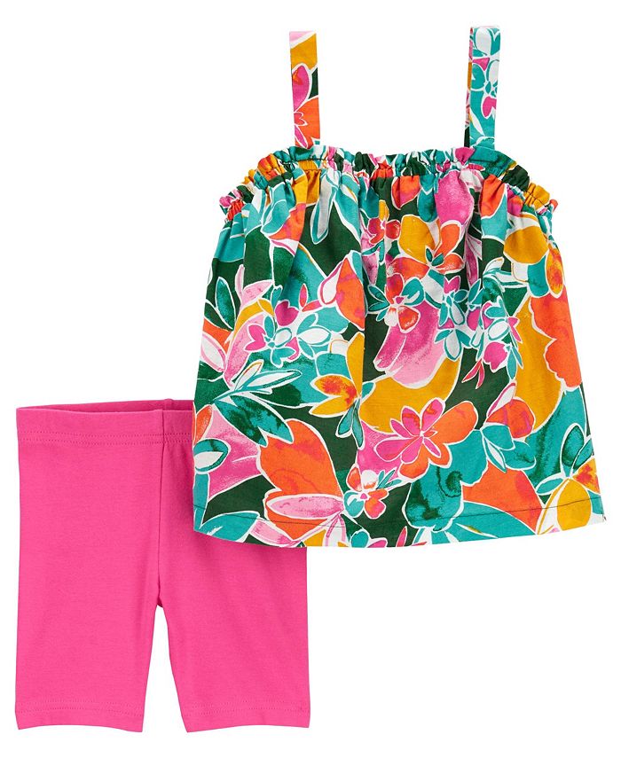 Carter's Baby Girls Tropical Printed Tank and Bike Shorts, 2 Piece Set ...