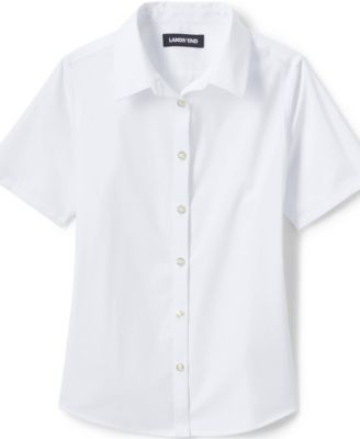 Lands End Big Girls No Gape Short Sleeve Stretch Shirt - Pearl white 35$