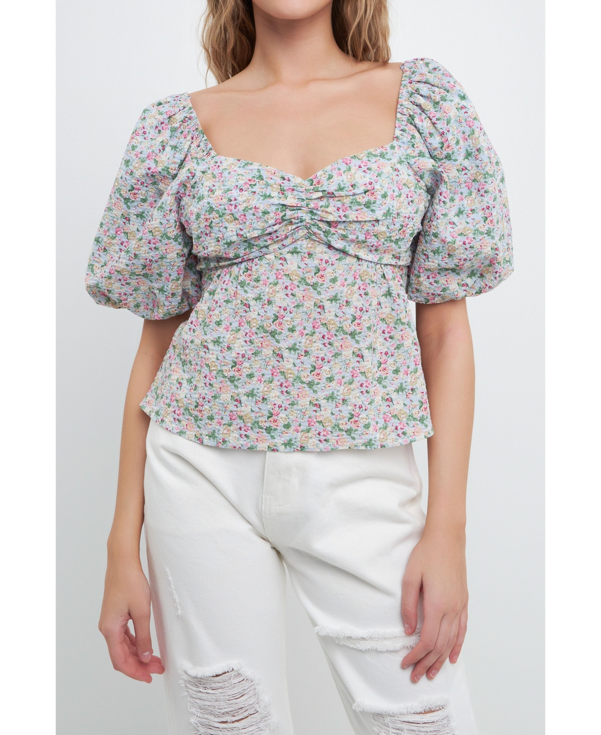 Free The Roses Women's Floral Tied Back Top