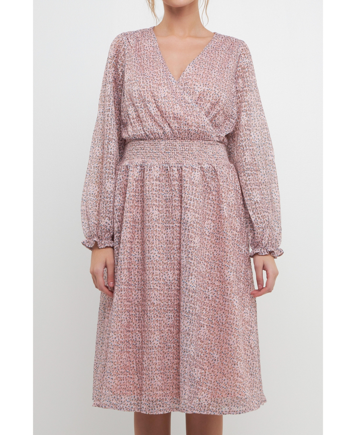 Free The Roses Women's Floral Waist Smocked Midi Dress