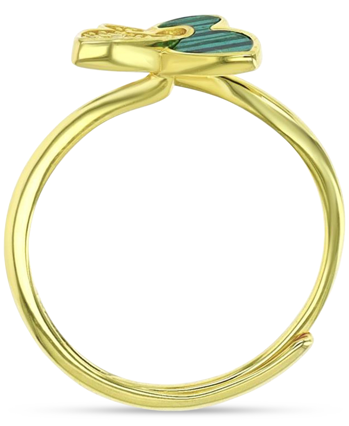 2-Pc. Set Lab-Grown& Cubic Zirconia Butterfly Pendant Necklace & Matching Ring in 14k Gold-Plated Sterling Silver - Malachite