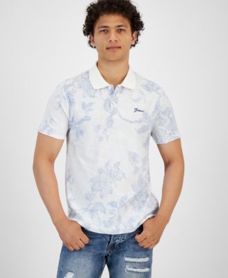 GUESS - Men's Porcelain Print Short-Sleeve Polo Shirt