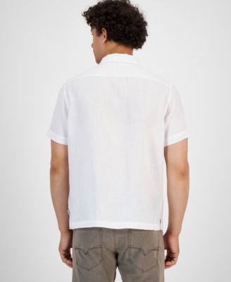 GUESS Men's Short Sleeve Parker Dobby Shirt - Casual Button-Down With Textured Fabric